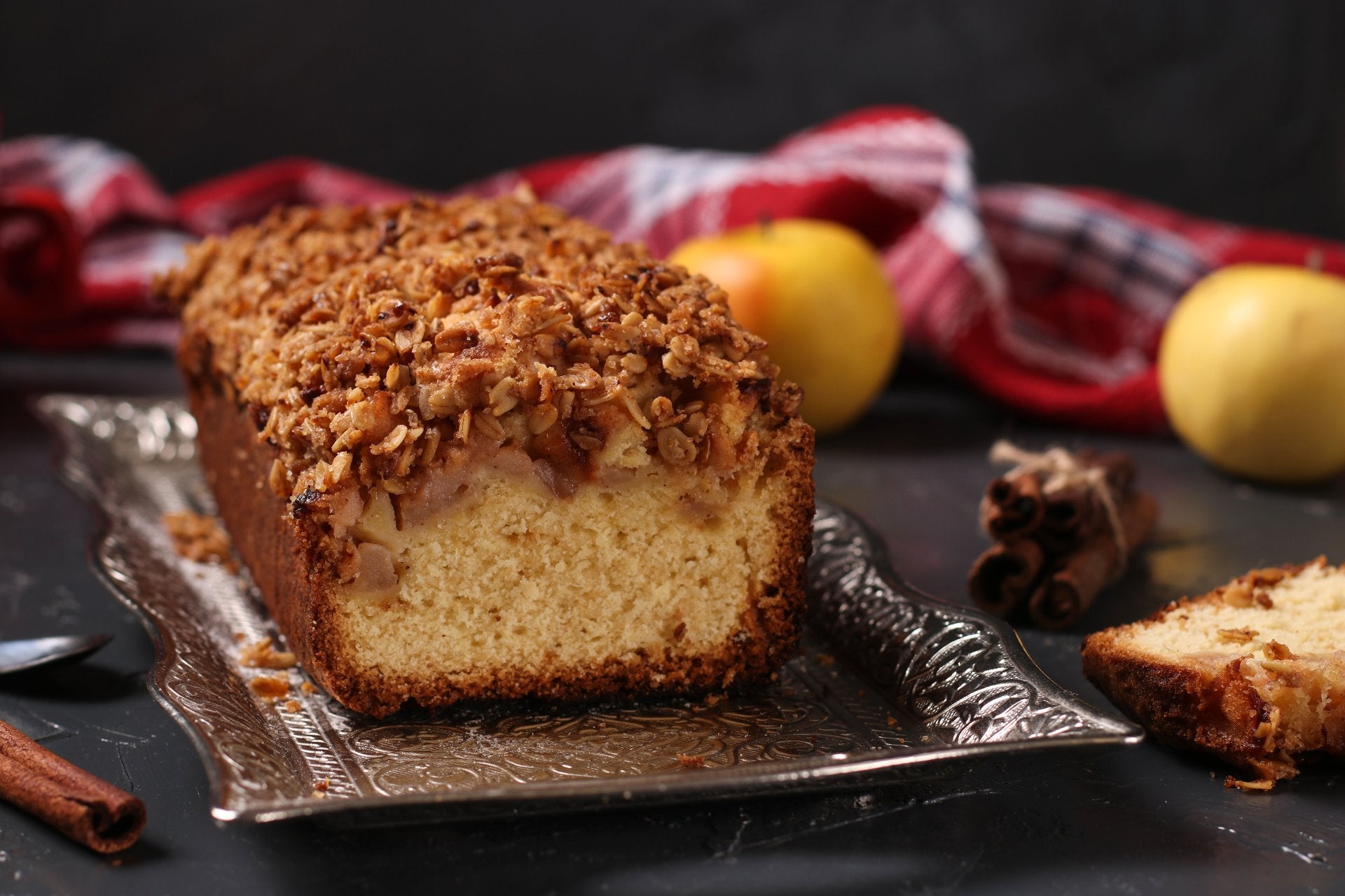Homemade oatmeal cake ready to serve