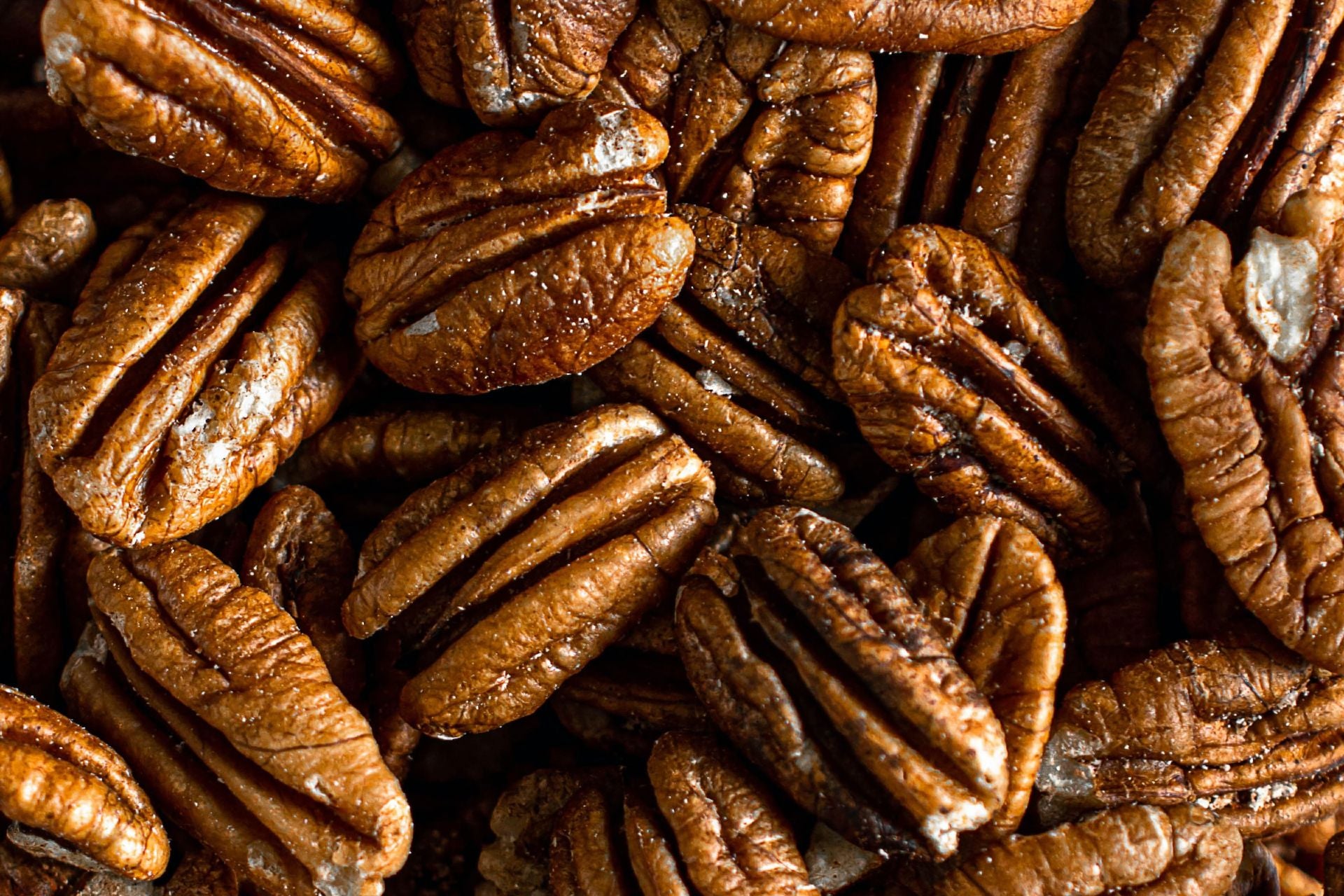 an overhead of shelled pecans