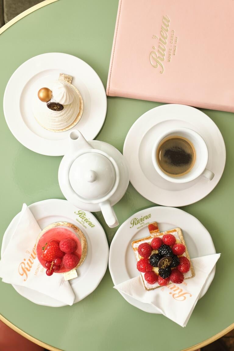 Tea and sweet treats at Patisserie Riviera.