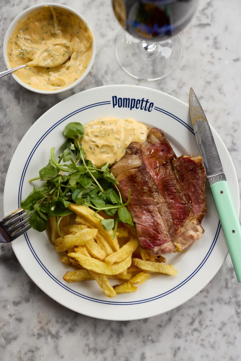 Steak frites at Pompette in Oxford.