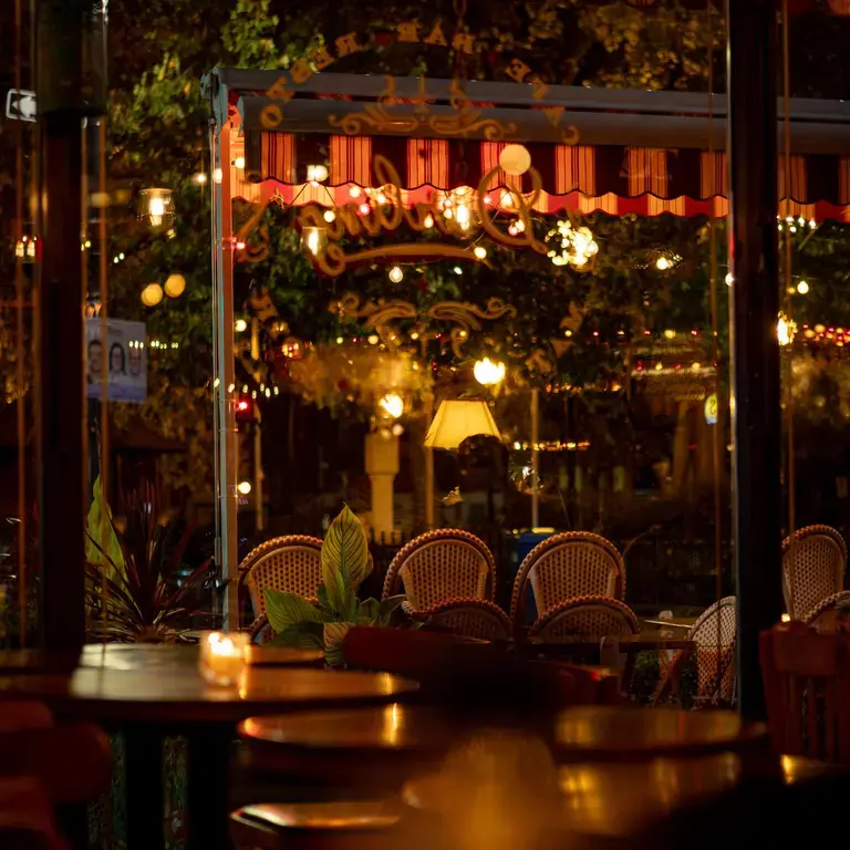 Interior of Bar Darling at night.