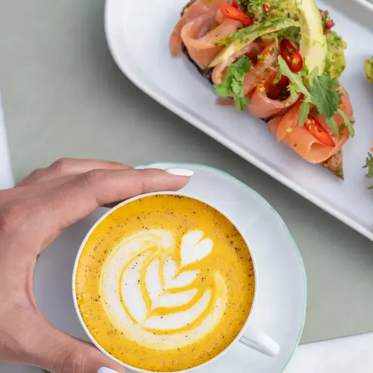 Coffee and food at Le Petit Café Robuchon Monaco.