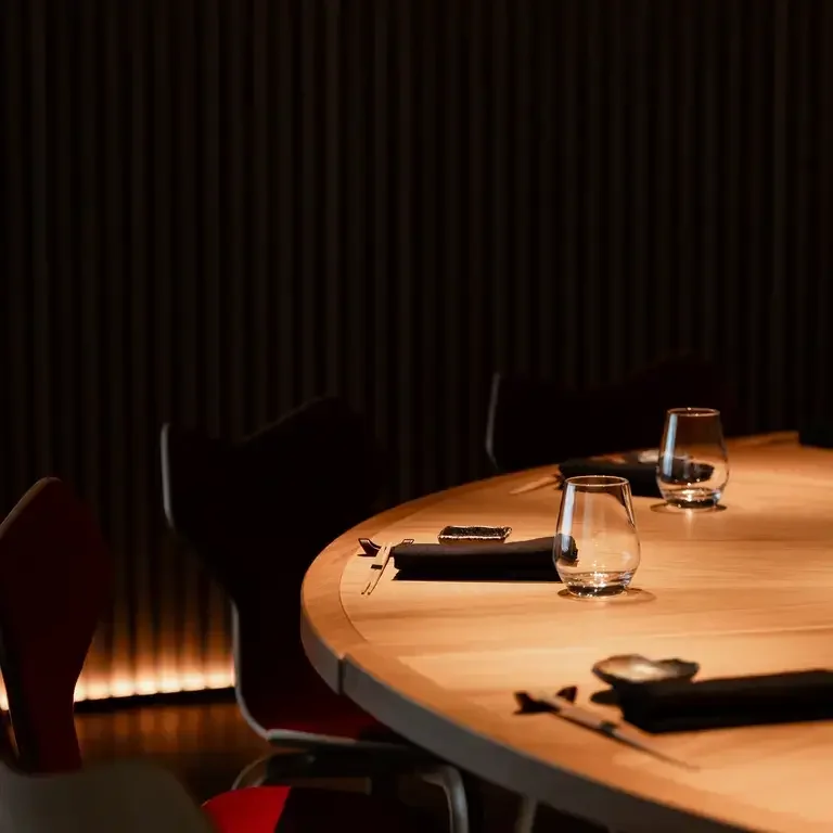 The counter at Sen in Monte Carlo, with place settings.