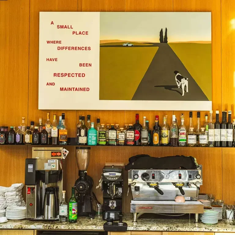 Coffee machine and spirits at Gia Vin &amp; Grill.