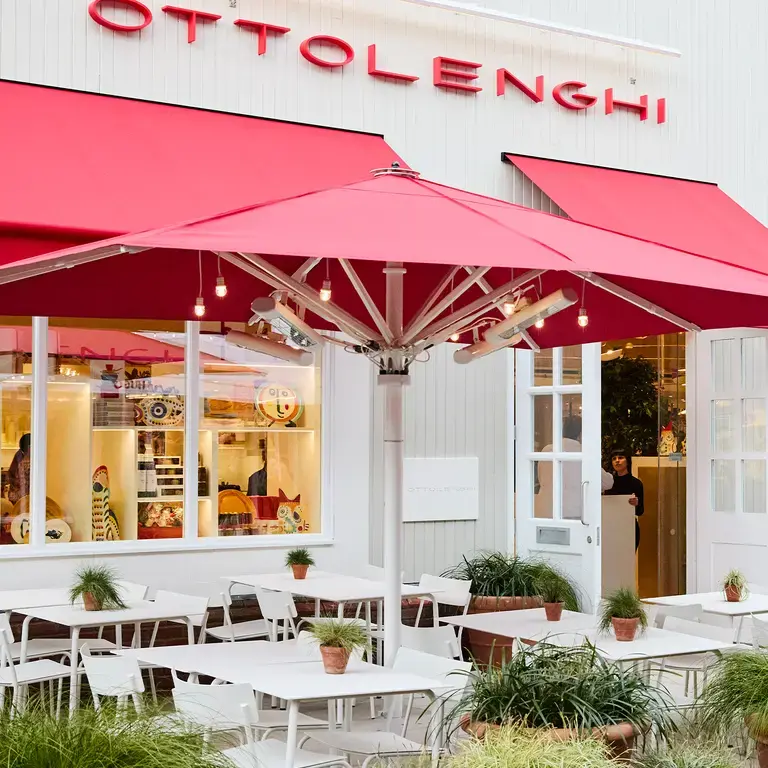 The facade and terrace at Ottolenghi Bicester Village.