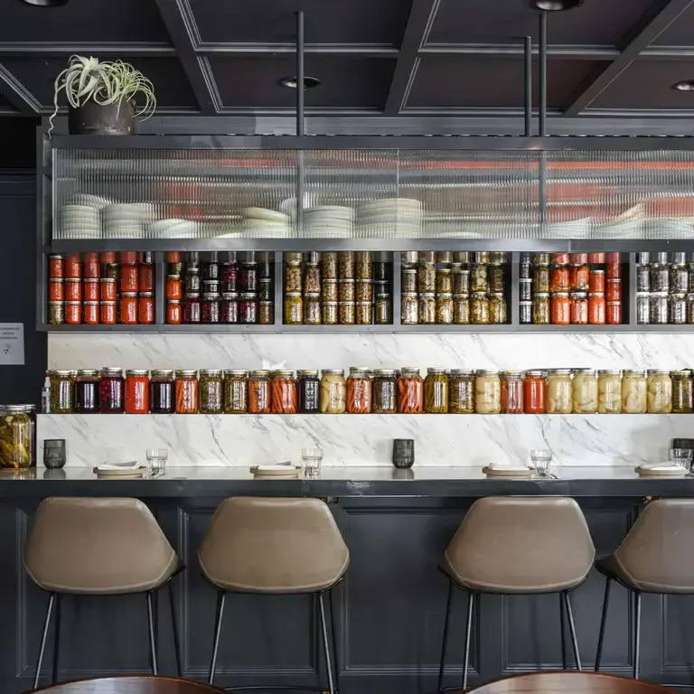Pantry with seating at Published on Main.