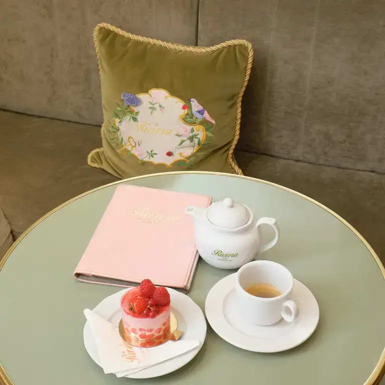 Tea and a dessert at Patisserie Riviera.