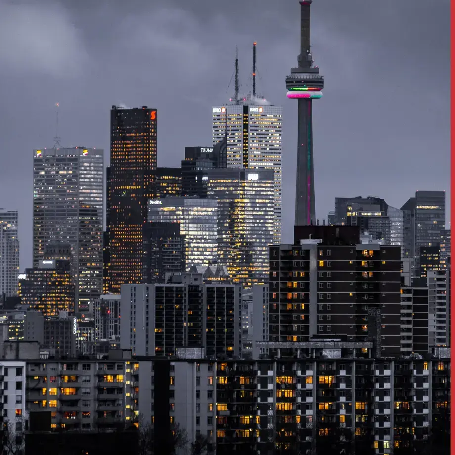 Toronto cityscape at night.