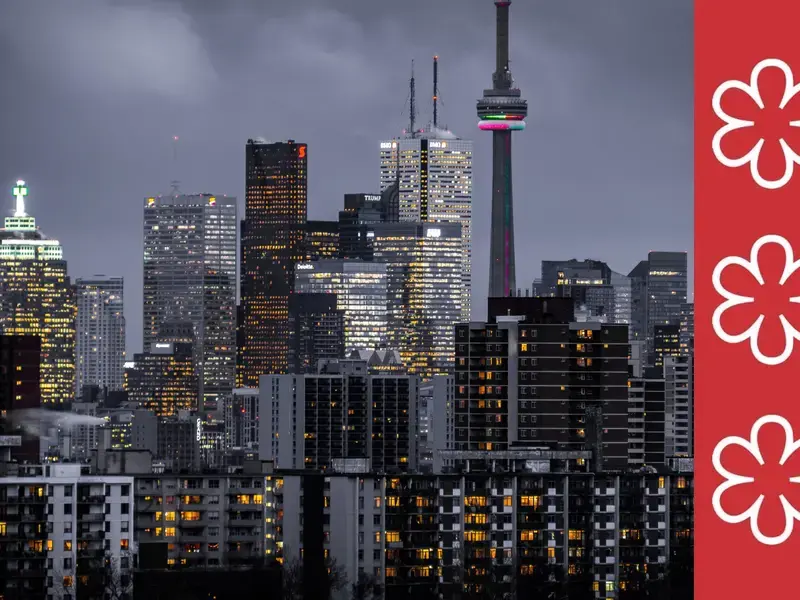 Toronto cityscape at night.